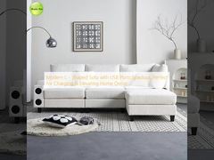 Modern L - Shaped Sofa with USB Ports:Spacious, Perfect for Charging & Elevating Home Decor