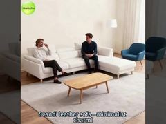 6211Scandi - Style Leather Sofa: Minimalist Charm, Plush Comfort – Top Pick for Family - Centric Int