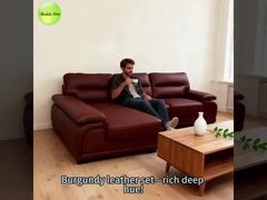6911 Luxury Burgundy Leather Set: Deep Hue, Premium Craft – Top Pick for Refined Family Lounges