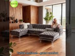 1986  Tufted Sectional: Grand Comfort, Artful Vibe – Transform Home into a Sophisticated Design Sanc