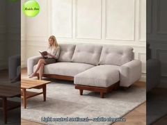 1002  Light Neutral Sectional: Subtle Elegance, Wood Edge – A Smart Choice for Design-Forward Calm I